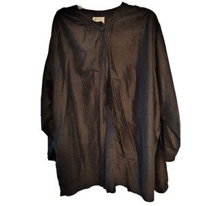 Harper Greer 100% Silk Medium Black Tunic Blouse Jacket, Lagenlook Art Oversized